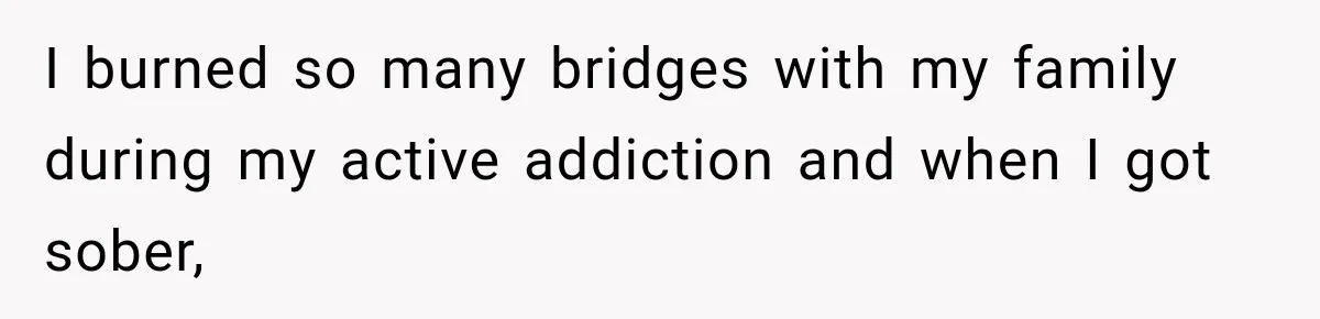 I burned so many bridges with my family during my active addiction and when I got sober,