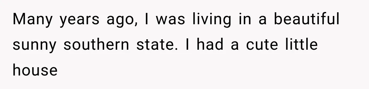 Many years ago, I was living in a beautiful sunny southern state. I had a cute little house