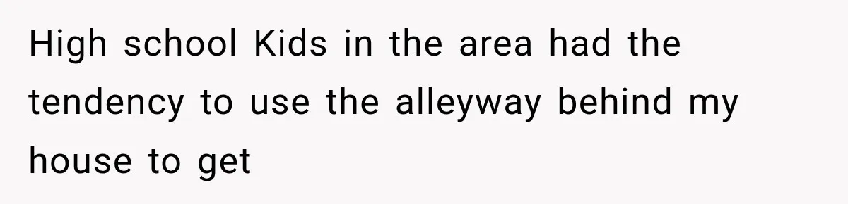 High school Kids in the area had the tendency to use the alleyway behind my house to get