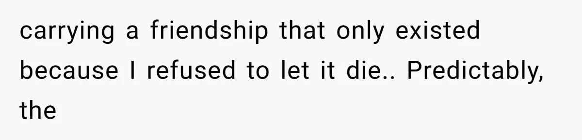 carrying a friendship that only existed because I refused to let it die.. Predictably, the