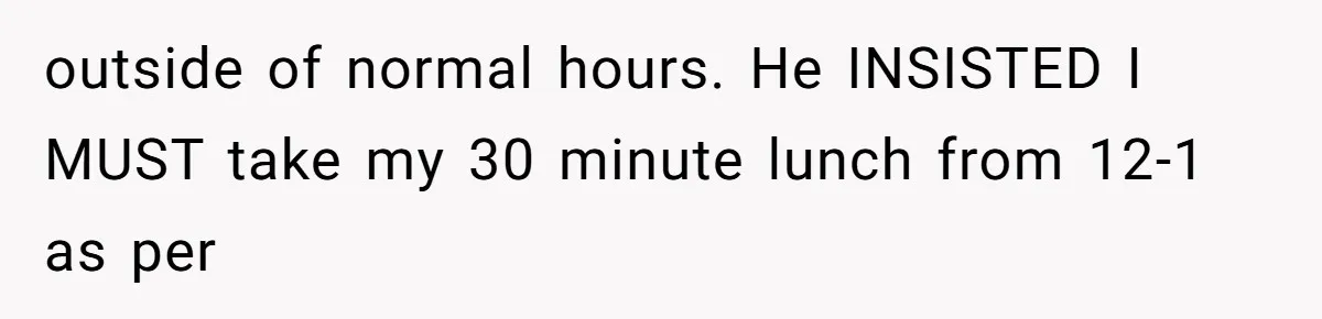Boss Demanded He Never Miss His Lunch Window, So He Walked Away During a Network Meltdown outside of normal hours. He INSISTED I MUST take my 30 minute lunch from 12-1 as per