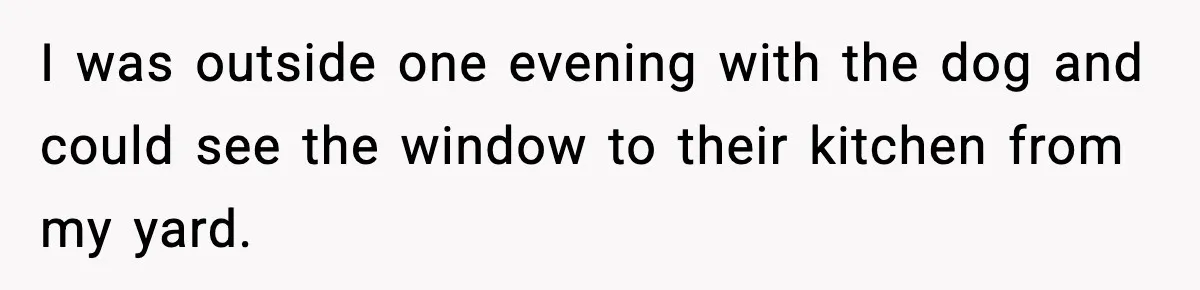 Newlyweds Kept One Secret From Everyone And They Plan To Keep It Forever I was outside one evening with the dog and could see the window to their kitchen from my yard.