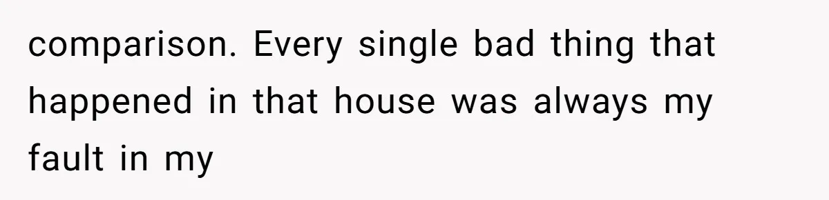 comparison. Every single bad thing that happened in that house was always my fault in my