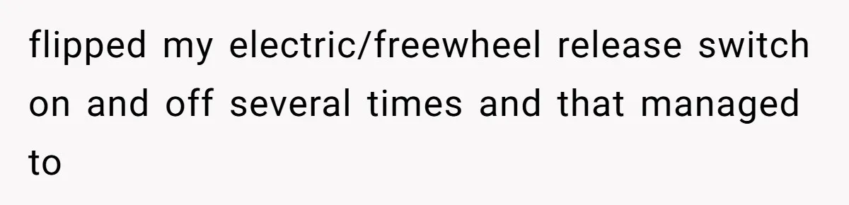 Mother Forces Her Stroller Past a Wheelchair User, Then Breaks a $55,000 Mobility Device flipped my electric/freewheel release switch on and off several times and that managed to