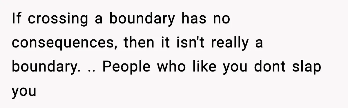 Woman Says Boyfriend "Jokingly" Slapped Her, Then His Next Move Left Reddit Horrified If crossing a boundary has no consequences, then it isn't really a boundary. .. People who like you dont slap you