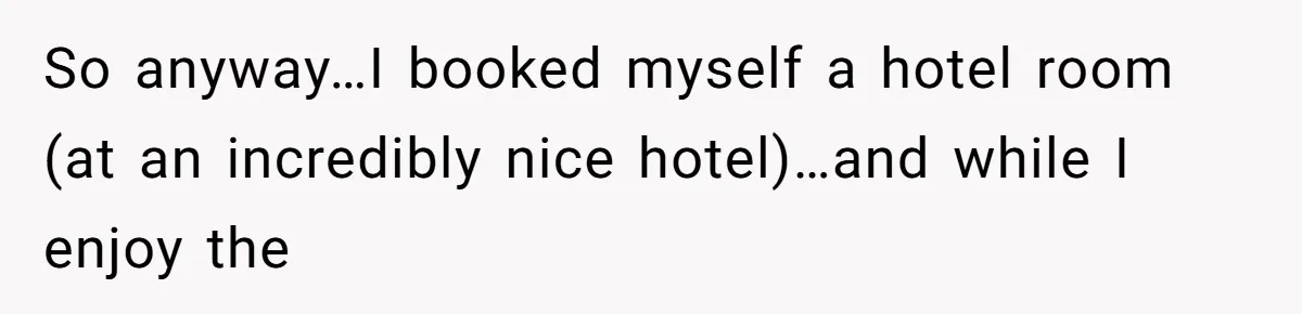 So anyway…I booked myself a hotel room (at an incredibly nice hotel)…and while I enjoy the