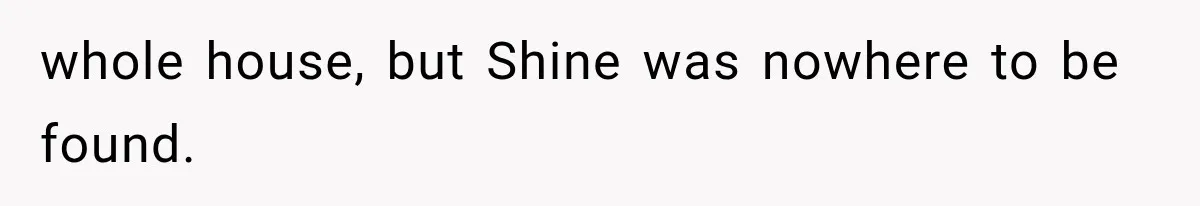whole house, but Shine was nowhere to be found.