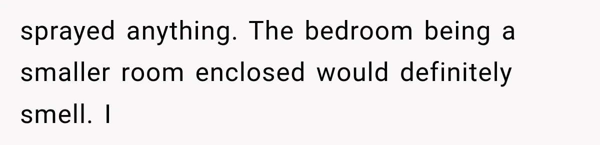 sprayed anything. The bedroom being a smaller room enclosed would definitely smell. I