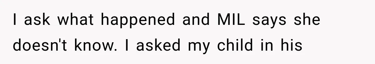 I ask what happened and MIL says she doesn't know. I asked my child in his