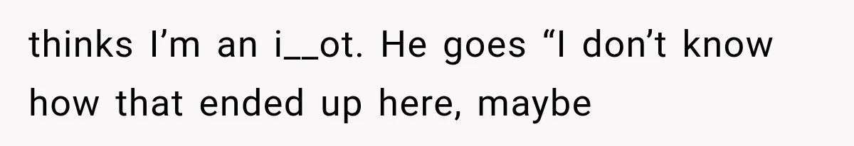 thinks I’m an i__ot. He goes “I don’t know how that ended up here, maybe