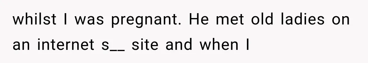 whilst I was pregnant. He met old ladies on an internet s__ site and when I