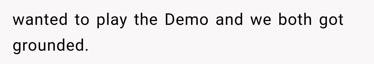 wanted to play the Demo and we both got grounded.