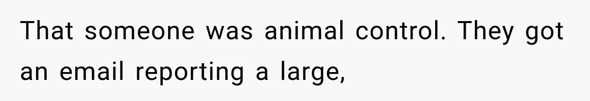 That someone was animal control. They got an email reporting a large,