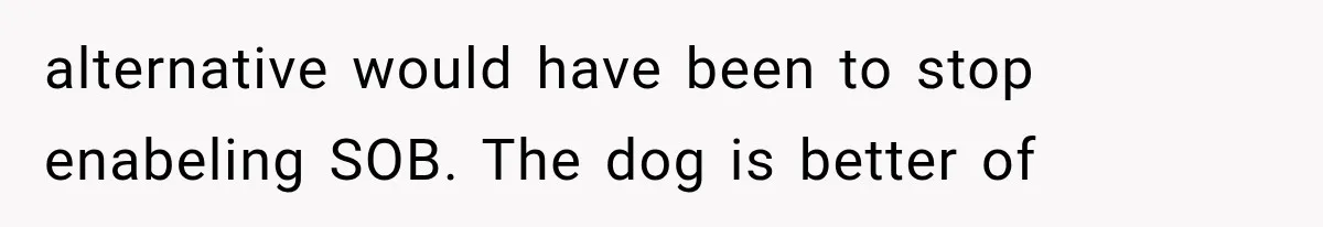 alternative would have been to stop enabeling SOB. The dog is better of