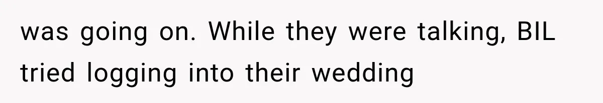 was going on. While they were talking, BIL tried logging into their wedding
