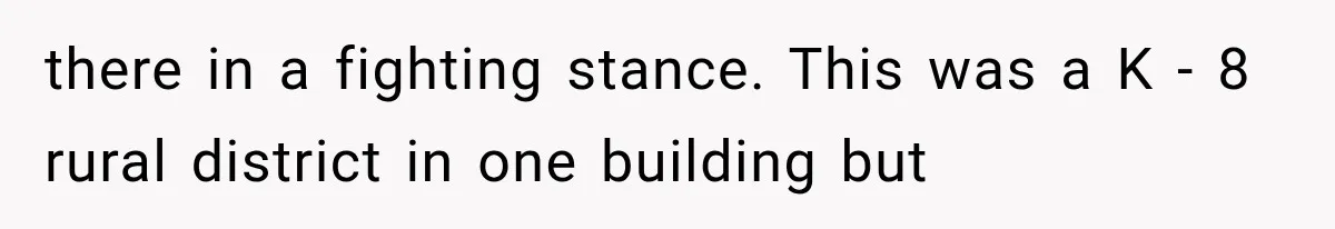 there in a fighting stance. This was a K - 8 rural district in one building but