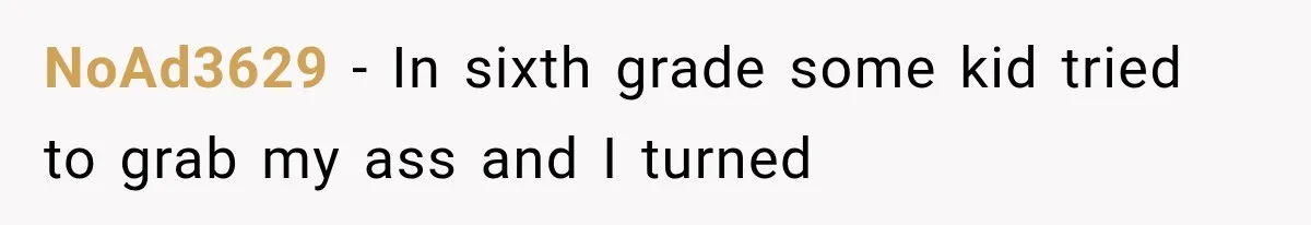 NoAd3629 − In sixth grade some kid tried to grab my ass and I turned