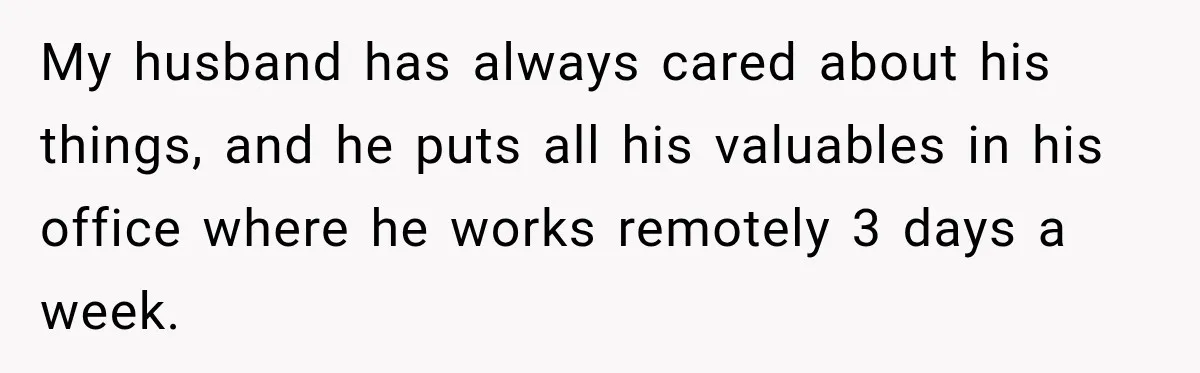My husband has always cared about his things, and he puts all his valuables in his office where he works remotely 3 days a week.