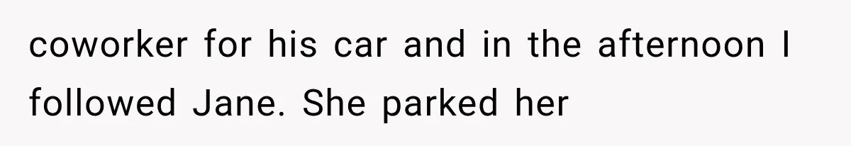 coworker for his car and in the afternoon I followed Jane. She parked her