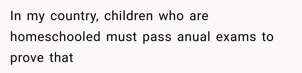 In my country, children who are homeschooled must pass anual exams to prove that