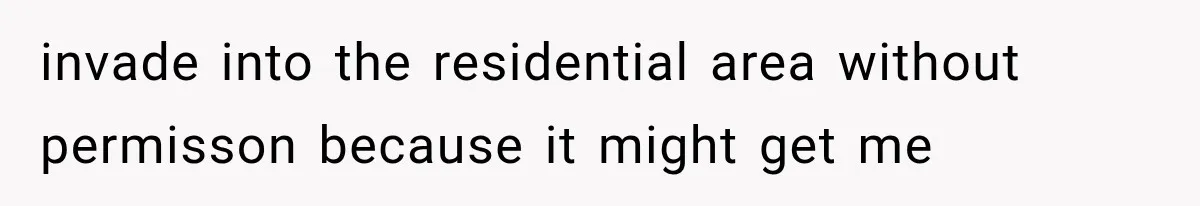 invade into the residential area without permisson because it might get me