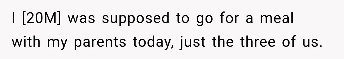 I [20M] was supposed to go for a meal with my parents today, just the three of us.