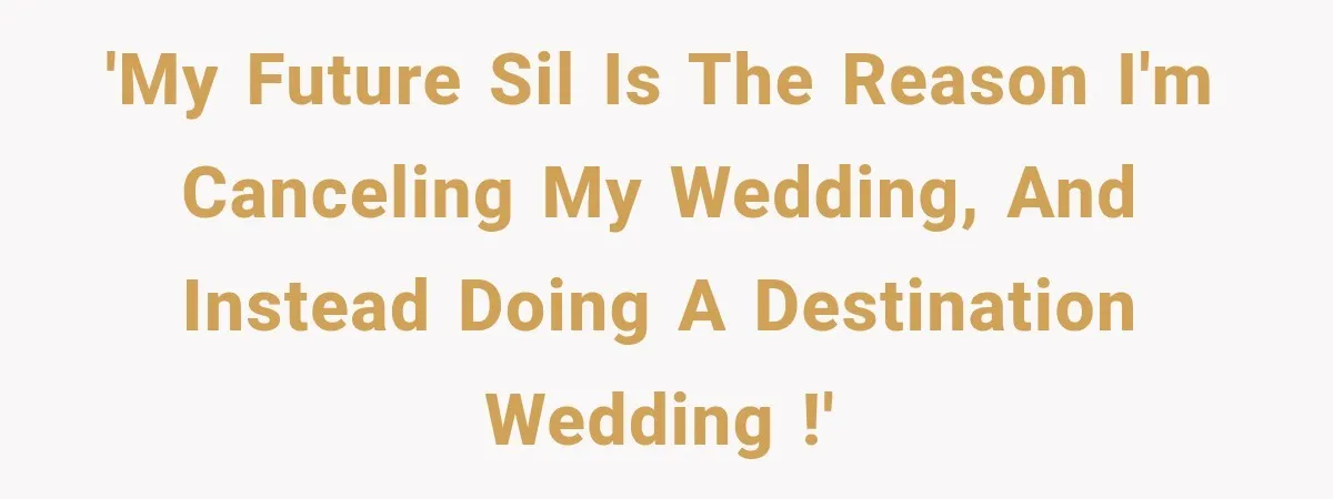 'My Future SIL is the reason I'm canceling my wedding, and instead doing a destination wedding !'