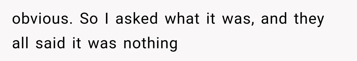 obvious. So I asked what it was, and they all said it was nothing
