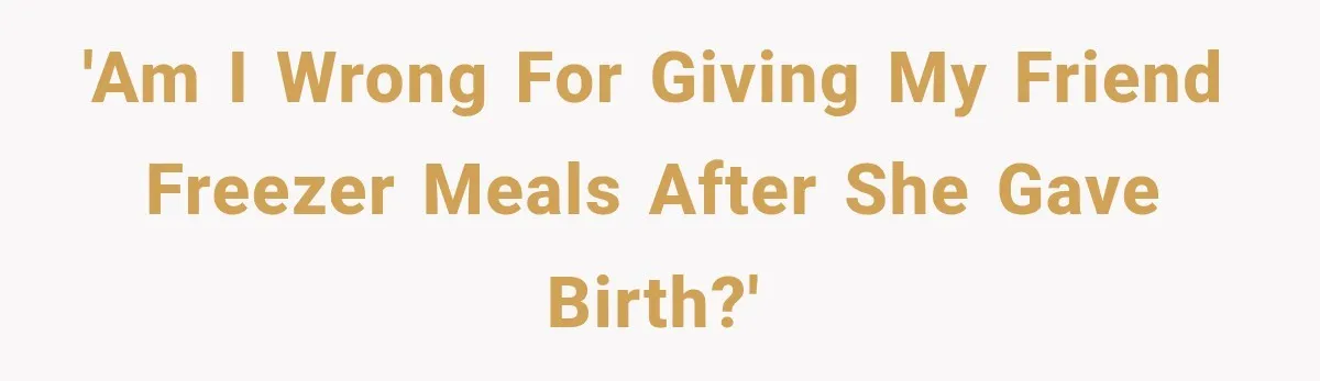 Couple Spends Days Preparing Meals For Friends, Then Gets Criticized For Being “Too Involved” 'Am I wrong for giving my friend freezer meals after she gave birth?'