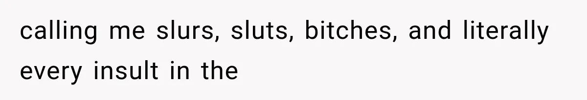 calling me slurs, sluts, bitches, and literally every insult in the