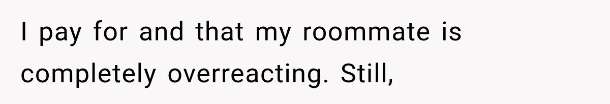 I pay for and that my roommate is completely overreacting. Still,