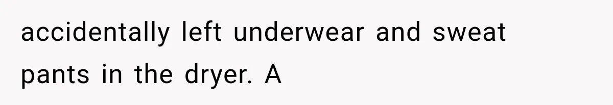 accidentally left underwear and sweat pants in the dryer. A