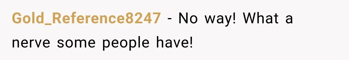 Gold_Reference8247 − No way! What a nerve some people have!