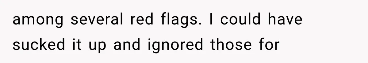 among several red flags. I could have sucked it up and ignored those for
