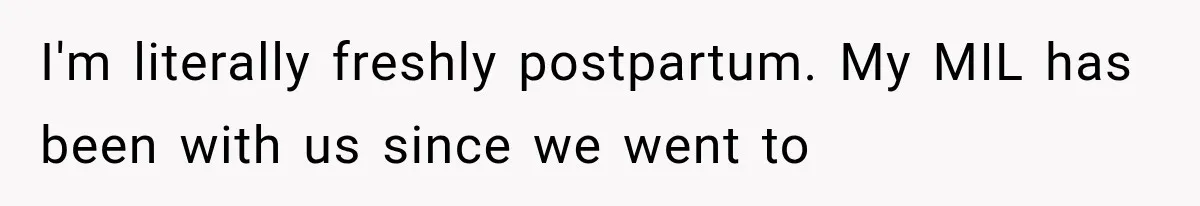 I'm literally freshly postpartum. My MIL has been with us since we went to