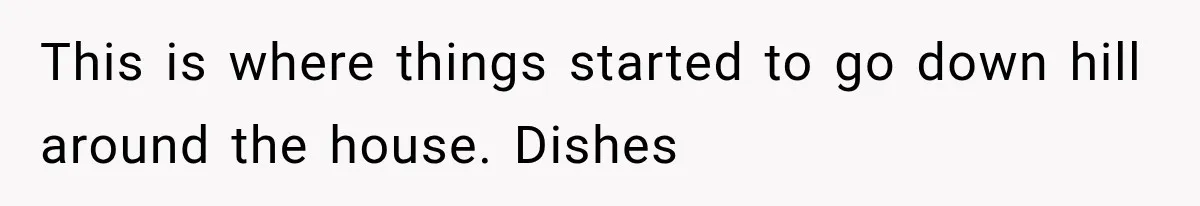 This is where things started to go down hill around the house. Dishes