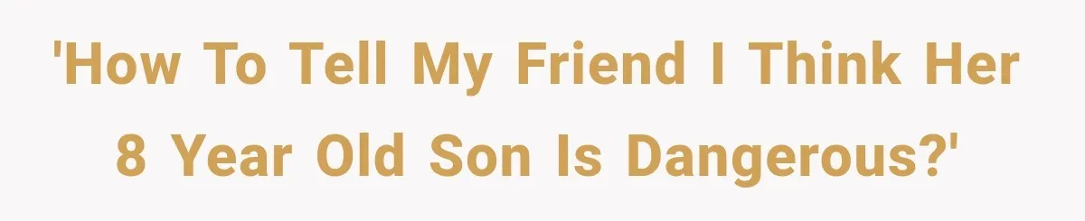 'How to tell my friend I think her 8 year old son is dangerous?'