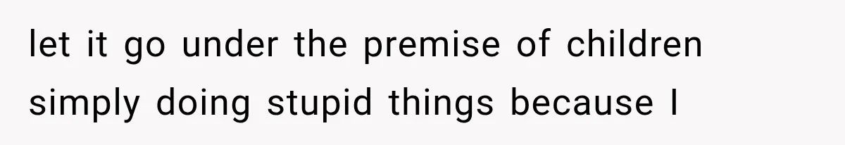 let it go under the premise of children simply doing stupid things because I