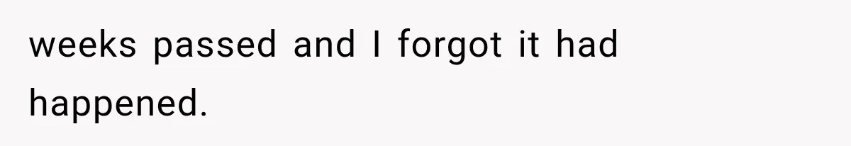 weeks passed and I forgot it had happened.