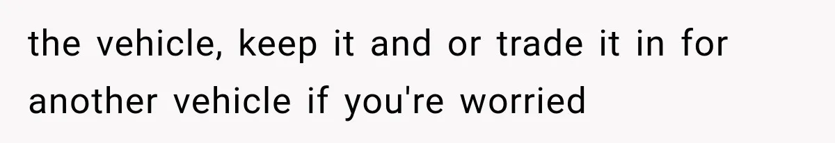 the vehicle, keep it and or trade it in for another vehicle if you're worried
