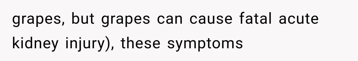 grapes, but grapes can cause fatal acute kidney injury), these symptoms