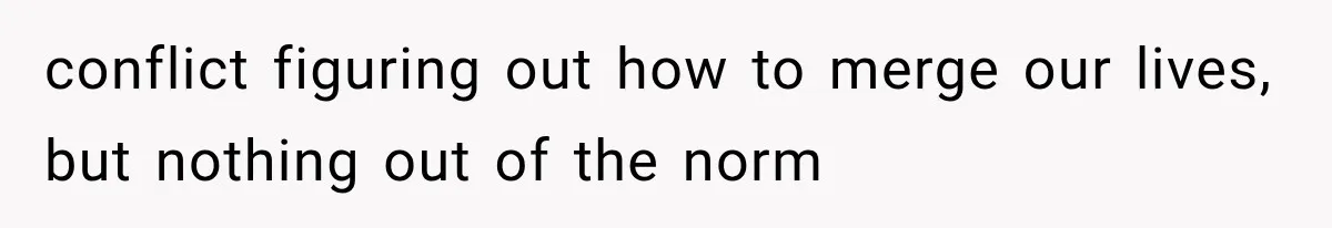 conflict figuring out how to merge our lives, but nothing out of the norm