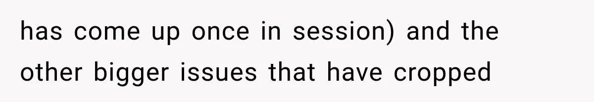 has come up once in session) and the other bigger issues that have cropped