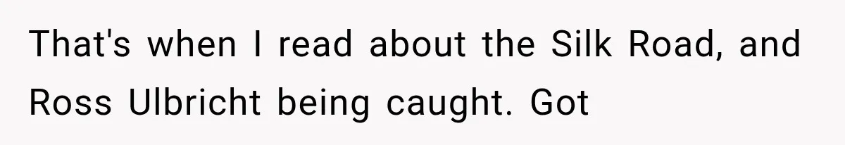 That's when I read about the Silk Road, and Ross Ulbricht being caught. Got