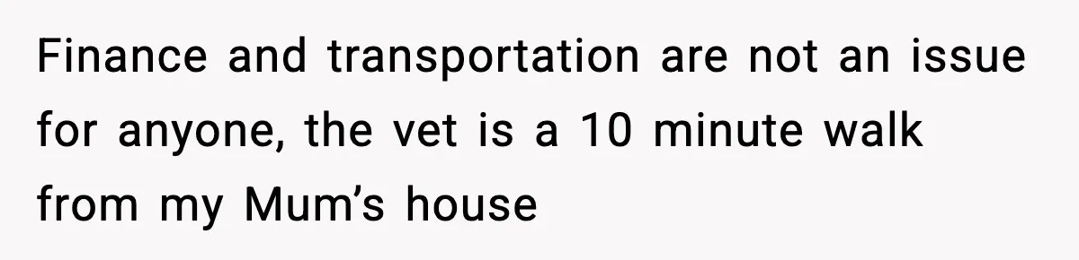 Sister Takes Away Her Depression Dog After Finding It Severely Overweight and Neglected Finance and transportation are not an issue for anyone, the vet is a 10 minute walk from my Mum’s house