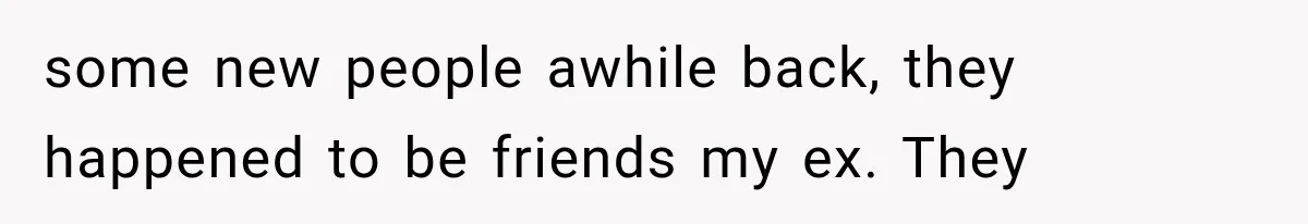 some new people awhile back, they happened to be friends my ex. They