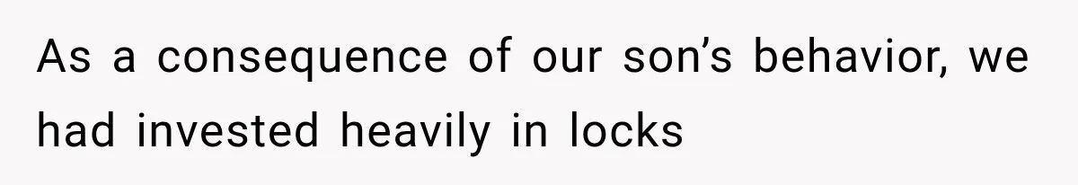 As a consequence of our son’s behavior, we had invested heavily in locks