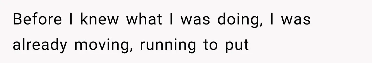 Before I knew what I was doing, I was already moving, running to put