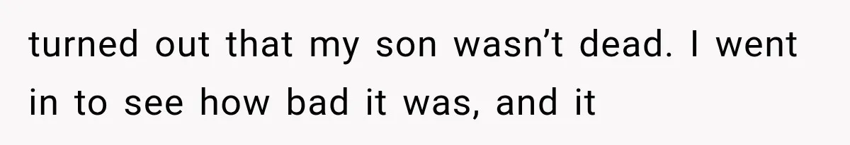 turned out that my son wasn’t dead. I went in to see how bad it was, and it