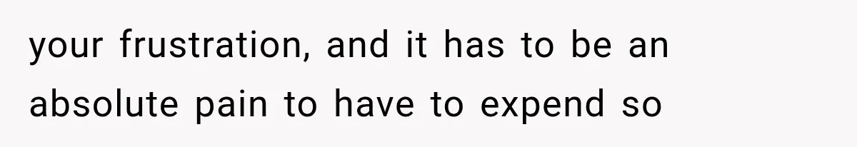 your frustration, and it has to be an absolute pain to have to expend so